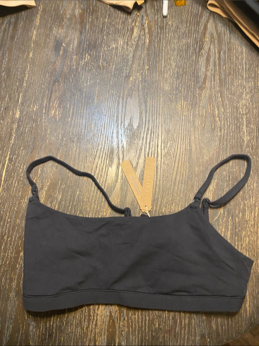 Skims cotton jersey maternity nursing scoop bralette large NWT onyx